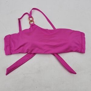 Trina Turk bikini swimsuit One Shoulder  Pink Gold Chain Embelishment Womens 12